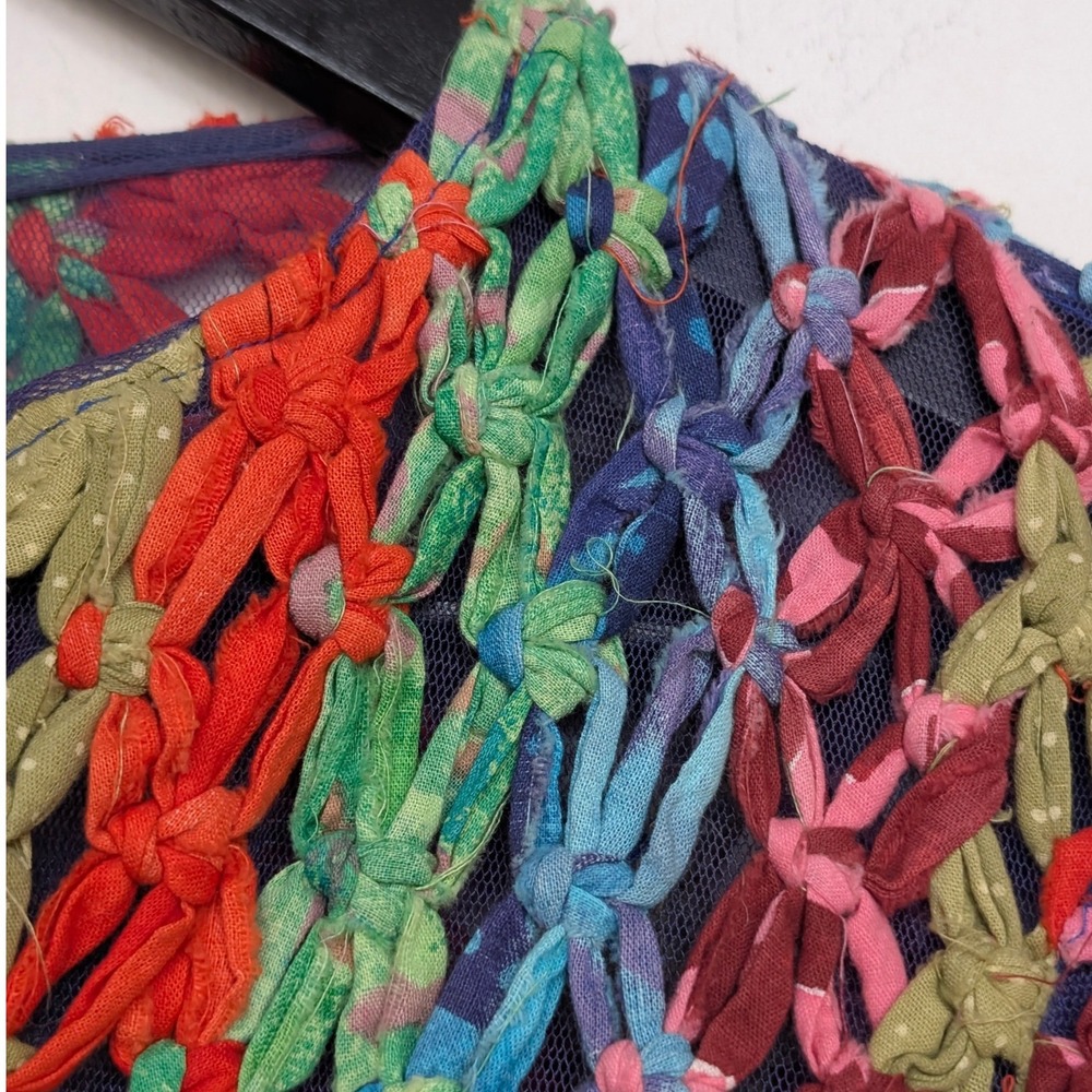 Vintage Sandy Starkman Ribbon Crochet Cardigan Boho Art to Wear India‎ M - Picture 8 of 8